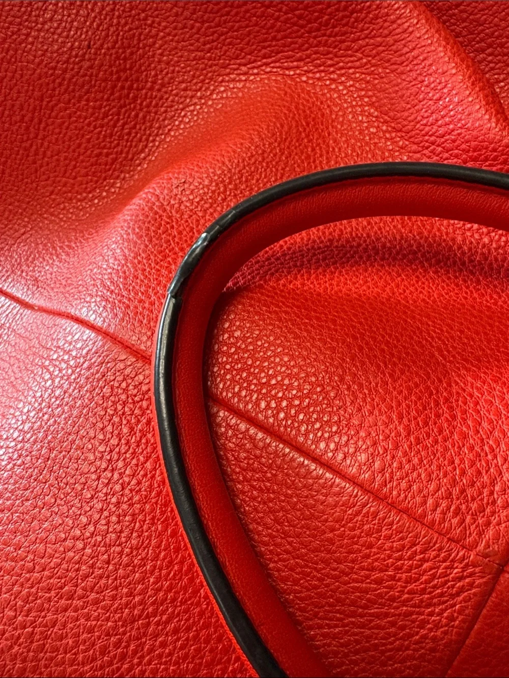 Tory Burch Red Leather Pebbled Tote with Detachable Strap